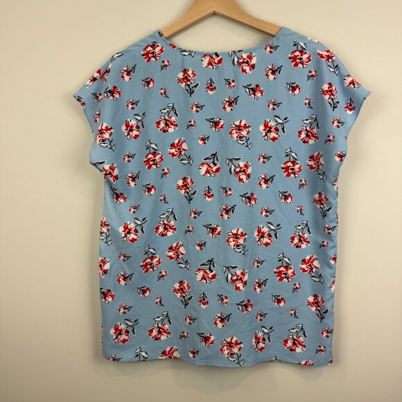 Women's Floral Hilary Radley Short-Sleeve Blouse, Size M - Picture 4 of 6
